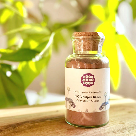 Vitalpilz Rohkakao "Calm Down and Relax"
mit Reishi, Hericium und Ashwagandha - Trinkschokolade, Ritualkakao , Rohkakao mit Vitalpilzen