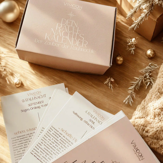 Rauhnachtskalender - Räucherset für die Rauhnächte – handgefertigtes Räucherset mit 12 Räuchermischungen und Journelingkarten - Rauhnachtsbegleiter 